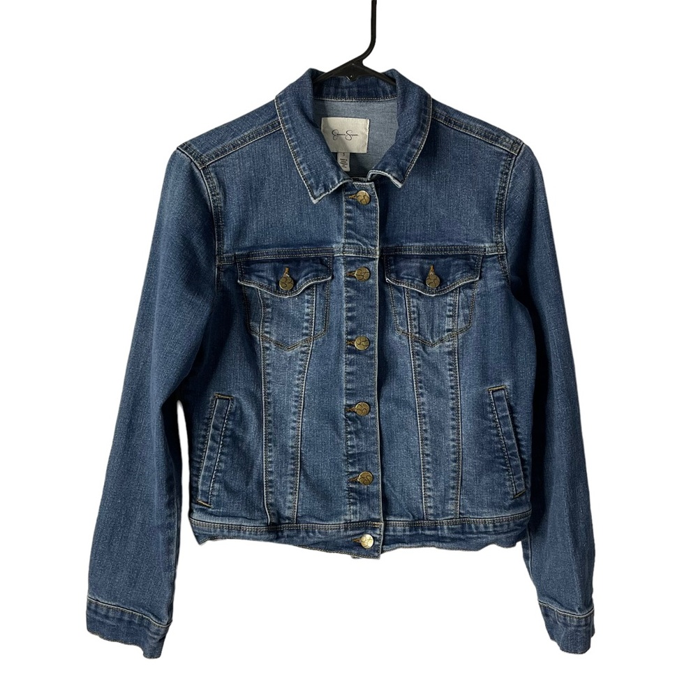 Jessica Simpson Womens Denim Jacket Sz S Small Medium Wash 4 Pocket